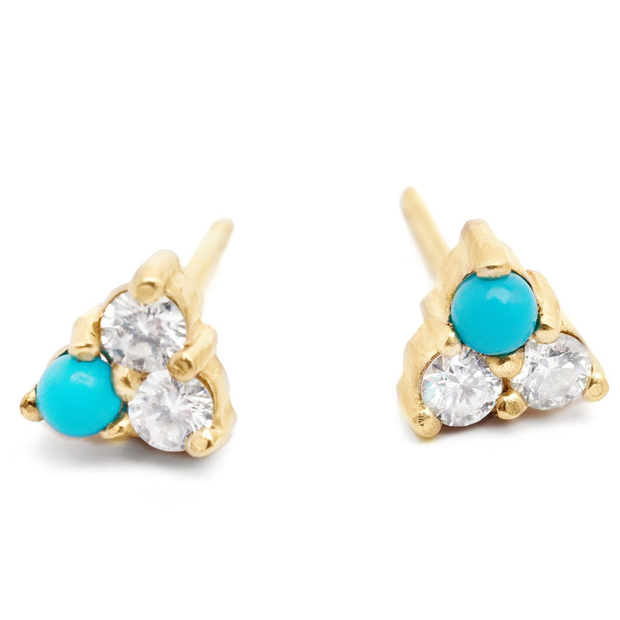 Diamond and turqouise studs 