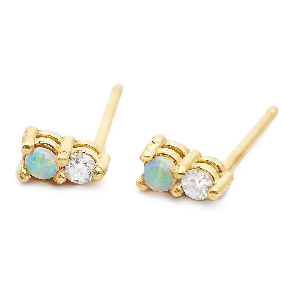 small diamond and opal stud earrings
