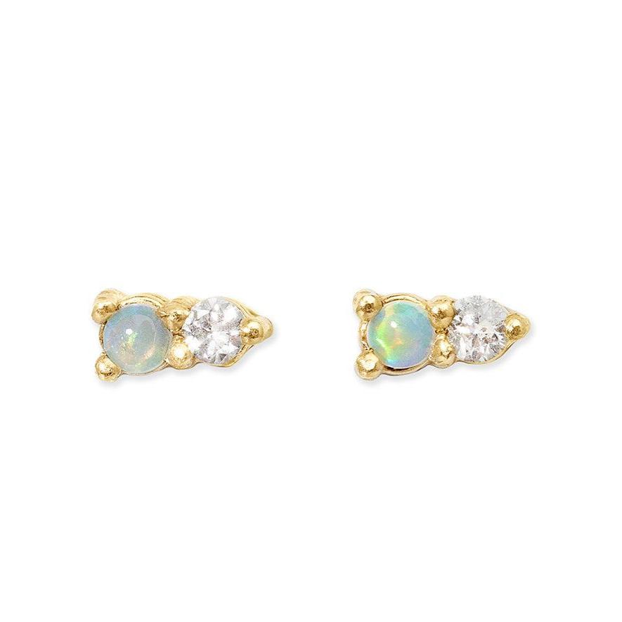 Double Opal Diamond Sloan Studs