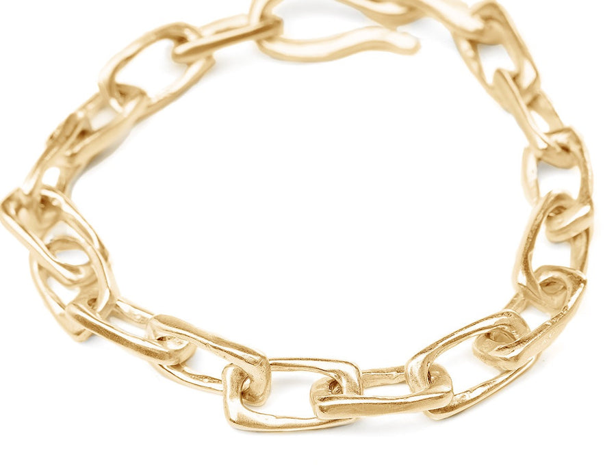 Handcrafted Solid 18kt gold square paperclip chain bracelet 