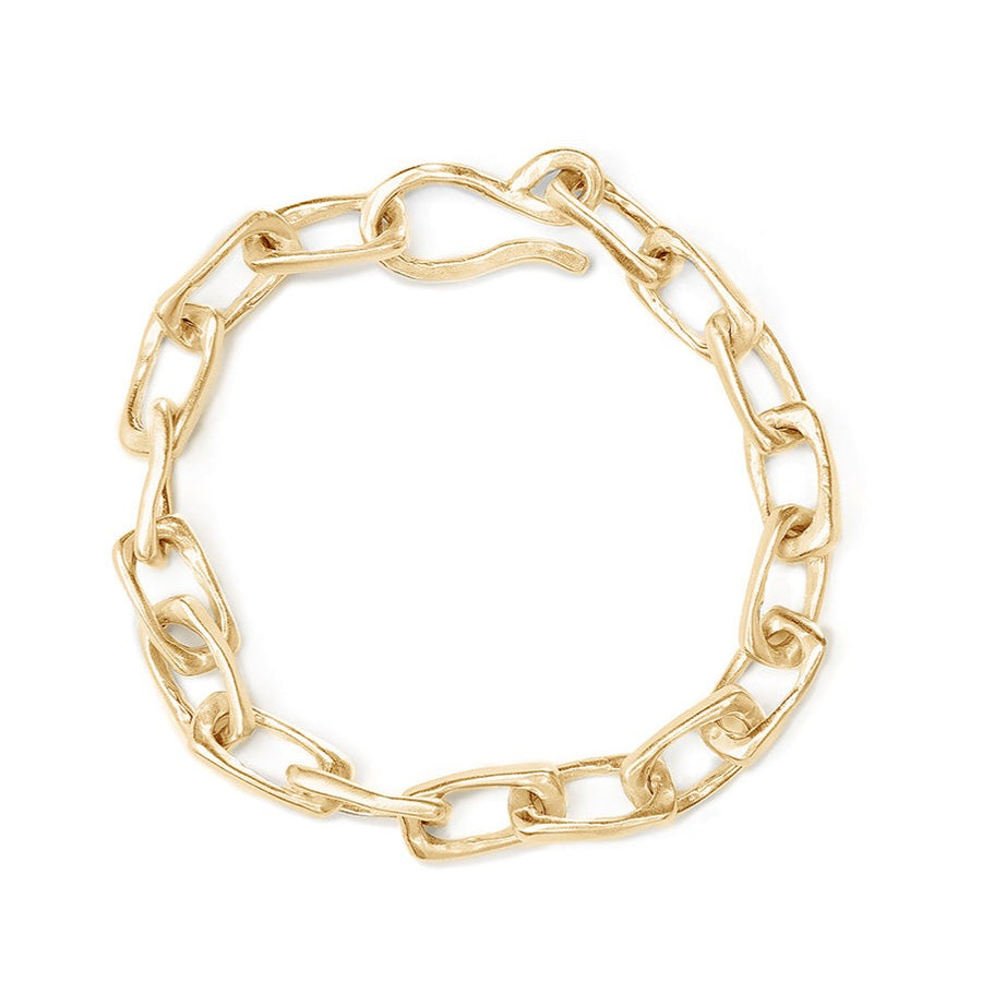 Solid gold square paperclip chain handmade bracelet 