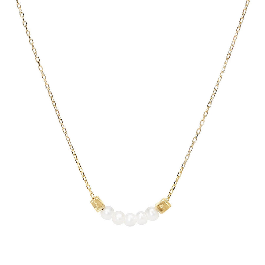 White pearl and 18kt gold bead necklace delicate